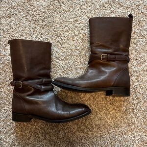 YSL Yves Saint Laurent Mid Calf Leather boots